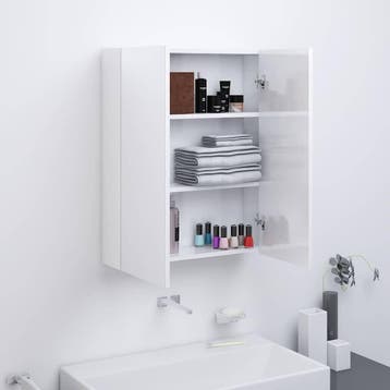 vidaXL Badkamerkast met spiegel 60x15x75 cm MDF glanzend wit, Verzenden, Nieuw