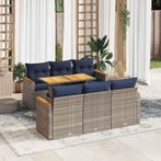 vidaXL 7-delige Loungeset met kussens poly rattan grijs, Verzenden, Nieuw, Loungeset