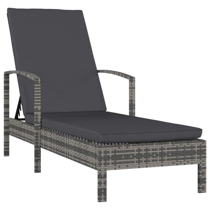 vidaXL Ligbed met armleuningen poly rattan grijs, Jardin & Terrasse, Chaises longues, Envoi