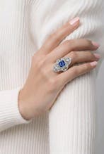 Bague Bague en platine avec diamant et saphir de 0,40 ct,, Bijoux, Sacs & Beauté