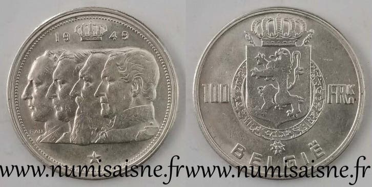Belgique Belgie Km 139 100 Francs 1949 Dynastie Offset be..., Timbres & Monnaies, Monnaies | Europe | Monnaies non-euro, Envoi