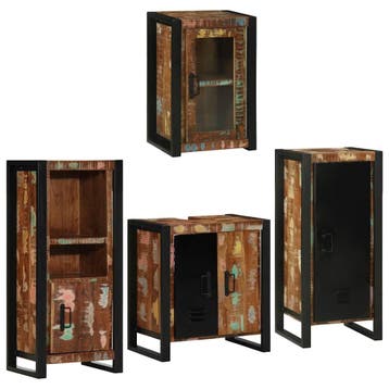vidaXL Badkamermeubel Set 4 st Multikleur Massief, Verzenden, Nieuw
