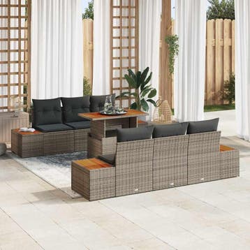 vidaXL Tuinbank Set 7 st Grijs en Bruin, Verzenden, Nieuw