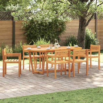 vidaXL 7-delige tuinset van massief acaciahout, Tuin en Terras, Verzenden, Nieuw, Tuinset
