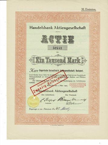 Certificaat - 26 x Handelsbank AG - Berlin 1923 - Actie 1000