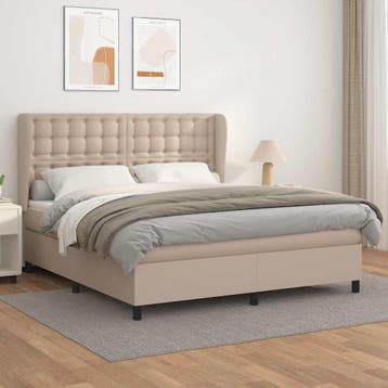 vidaXL Boxspring met matras kunstleer cappuccinokleurig, Verzenden
