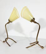 Tafellamp - Verstelbaar 1940 - Messing, Glas - Paar