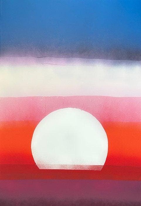 Anton Kaestner - #257 - XL -  Red Sun ., Antiek en Kunst, Kunst | Schilderijen | Modern