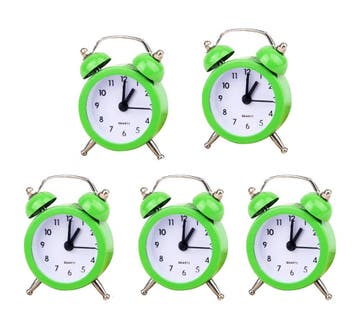 Set van 5 kleine wekkertjes, groen (op batterij), Verzenden, Nieuw