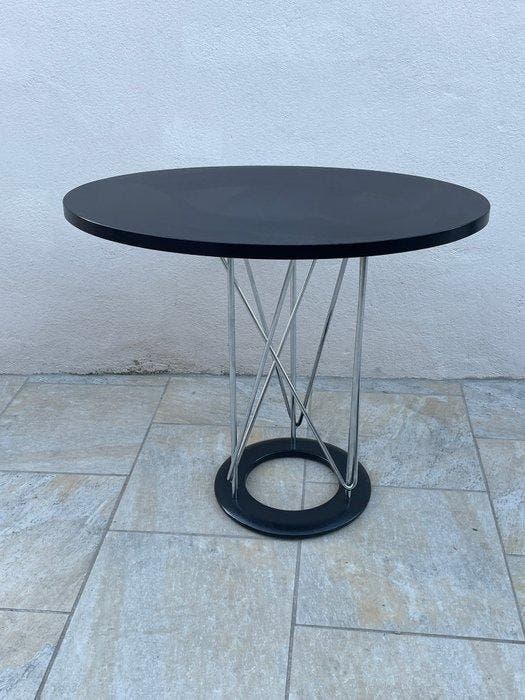 Tafel - Metaal, Hout - Ovale tafel met een chromen metalen, Antiek en Kunst, Curiosa en Brocante