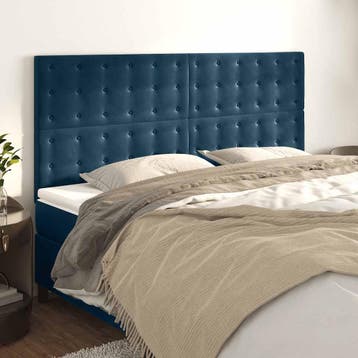 vidaXL Hoofdbord donkerblauw 160x5x118/128 cm fluweel, Verzenden