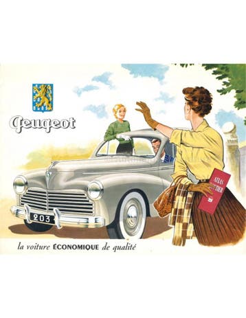 1954 PEUGEOT 203 BROCHURE FRANS, Ophalen of Verzenden, Nieuw