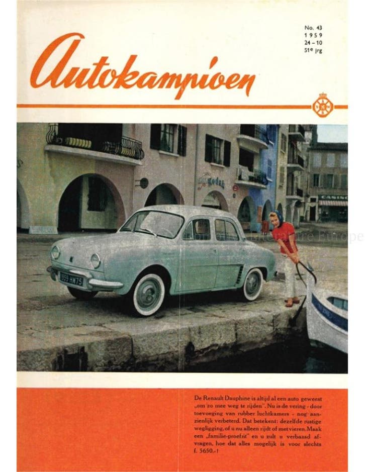 1959 AUTOKAMPIOEN MAGAZINE 43 NEDERLANDS, Livres, Autos | Brochures & Magazines, Enlèvement ou Envoi