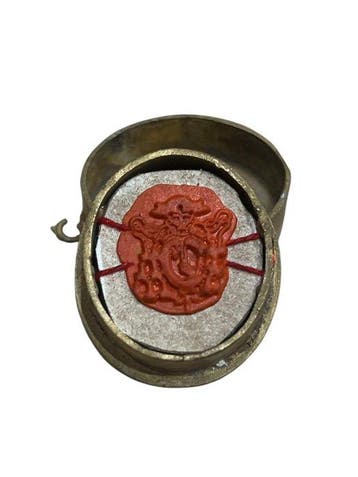 Reliekhouder - Brons, Gouden cartouche, Glas - 20e eeuw - Ex