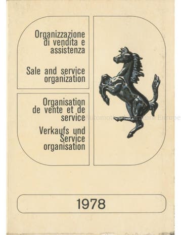 1978 FERRARI VERKOOP & SERIVCE ORGANISATIE INSTRUCTIEBOEKJE, Ophalen of Verzenden
