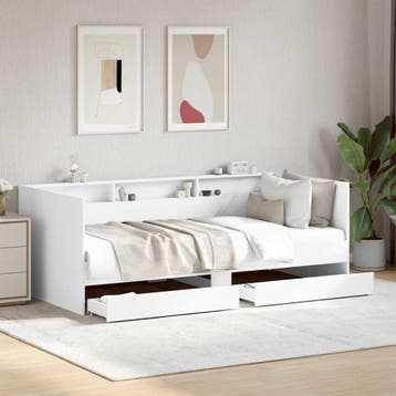 vidaXL Slaapbank met lades zonder matras 90x200 cm wit, Verzenden, Nieuw