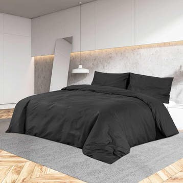 vidaXL Dekbedovertrekset 140x200 cm katoen zwart, Verzenden, Nieuw