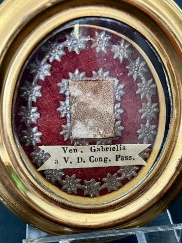 Reliekhouder - Messing, Glas, Textiel - 1850-1900 - Sint