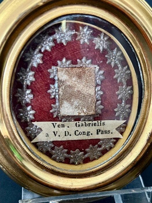 Reliekhouder - Messing, Glas, Textiel - 1850-1900 - Sint, Antiquités & Art, Art | Art non-occidental