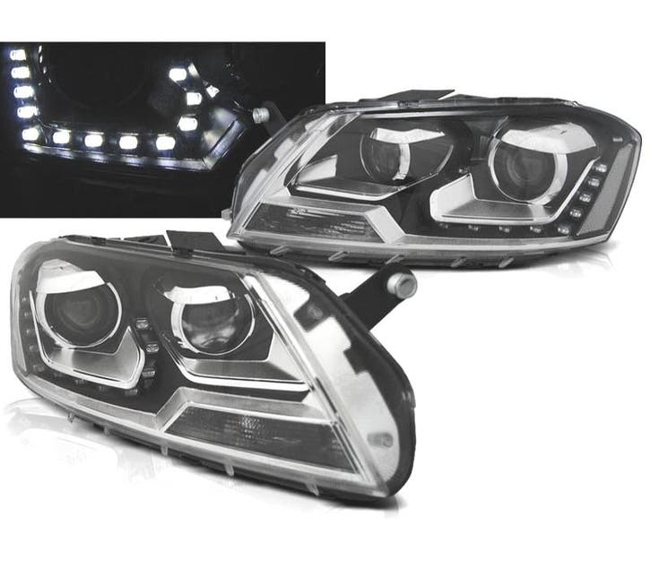 PHARES VOLKSWAGEN VW PASSAT B7 10-14 FEUX DIURNES FOND NOIR, Auto-onderdelen, Verlichting, Verzenden