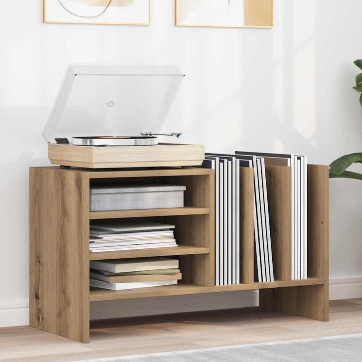 vidaXL Platenkast Artisan Eiken 78,5 x 35 x 45 cm Bewerkt, Huis en Inrichting, Woonaccessoires | Cd- en Dvd-rekken, Nieuw, Verzenden