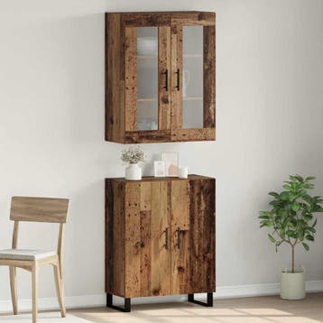 vidaXL Highboard 2 st Oud hout 69,5 x 34 x 180 cm Bewerkt, Verzenden