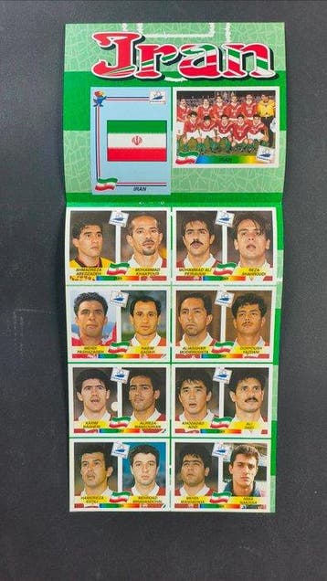 1998 Panini Panini Iran Italia 98 Foldout Team Set Completo, Verzamelen, Nieuw