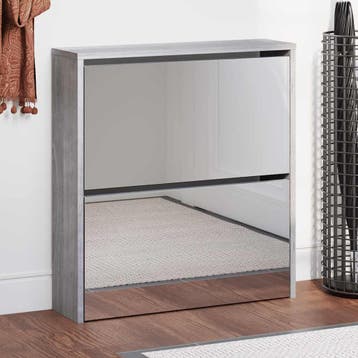 vidaXL Schoenenkast met spiegel 2-laags 63x17x67 cm grijs, Verzenden, Nieuw