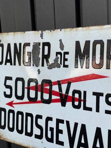 Vintage geglazuurd industrieel signalisatiebord – België,
