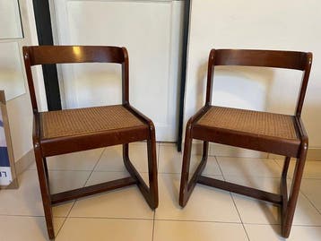 Mario Sabot - Willy Rizzo - Stoel (2) - Hout, Paglia di