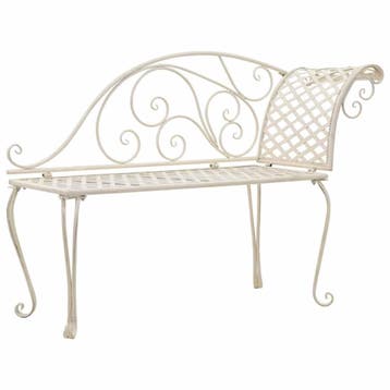 vidaXL Chaise longue 128 cm metaal antiekwit, Jardin & Terrasse, Verzenden