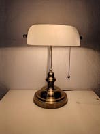 Lampe de banquier - Lampe de bureau à abat-jour blanc -, Antiquités & Art