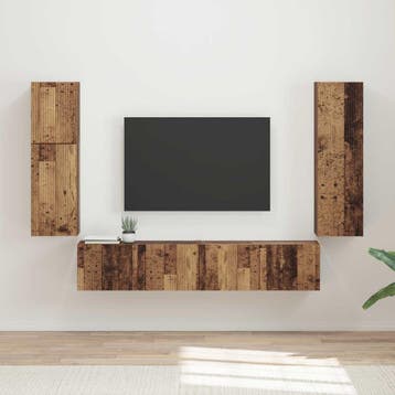 vidaXL Tv-meubelset 4 st Oudhout Bewerkt hout, Verzenden
