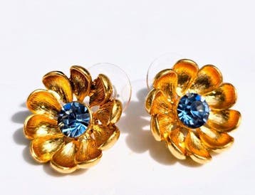 Oscar De La Renta - Plaqué or - Boucles doreilles - Fleur