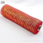 Decomesh metallic 08 rood goud streep 26 cm rol 9 meter voor