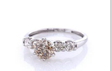 Zonder minimumprijs - Ring - 14 karaat Witgoud - 1.05ct. tw., Nieuw