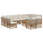 vidaXL Buiten bank set 13 pcs Natuurlijk en Crème Wit, Tuin en Terras, Verzenden, Nieuw