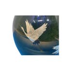 Vase à fleurs japonais en cuivre avec motif gravé de grue —