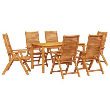 vidaXL Tuin Eettafel Set 7 st Bruin Massief Acacia Hout, Verzenden, Nieuw