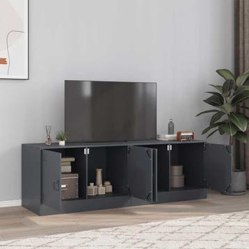 vidaXL Tv-meubelen 2 st 67x39x44 cm staal antracietkleurig, Verzenden, Nieuw