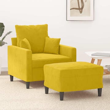 vidaXL Fauteuil met voetenbank / zetel 60 cm fluweel geel, Verzenden