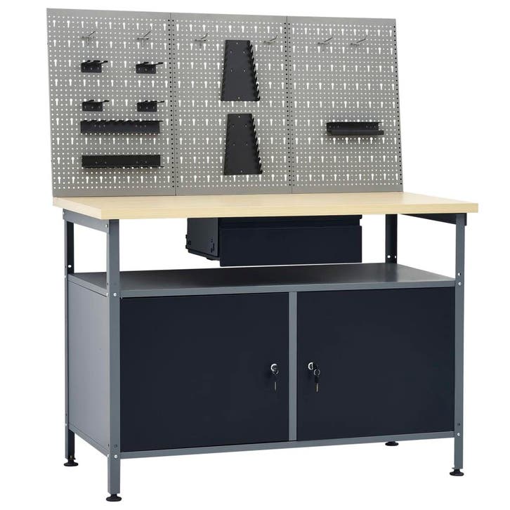 vidaXL Werkbank met drie wandpanelen, Bricolage & Construction, Établis, Envoi