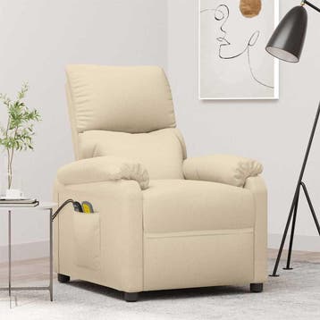 vidaXL Massagestoel elektrisch stof crèmekleurig, Verzenden, Nieuw