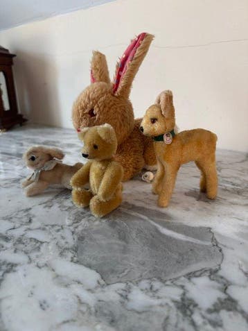 Steiff, Max Carl / Schuco / Hermann? - Figuur - 4 antyczne, Antiquités & Art, Antiquités | Jouets