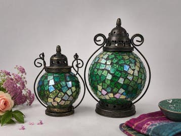Lamp (2) - Glas, Metaal - Glazen lampen