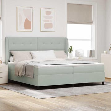 vidaXL Boxspring bed met hoofdeinde Lichtgrijs 200 x 200 cm, Verzenden, Nieuw