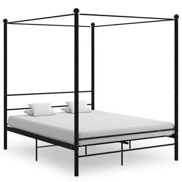 vidaXL Hemelbedframe metaal zwart 160x200 cm, Huis en Inrichting, Slaapkamer | Bedden, Verzenden, Nieuw