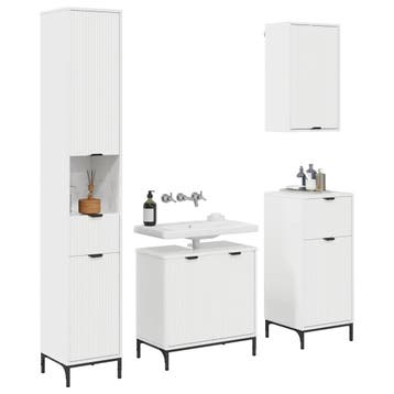 vidaXL Badkamermeubel Set Hoogglans wit Samengesteld hout,, Verzenden, Nieuw