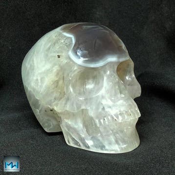 Menselijke schedelsculptuur, met de hand gesneden en