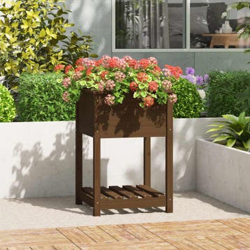 vidaXL Plantenbak met schap 54x54x81 cm grenenhout, Verzenden